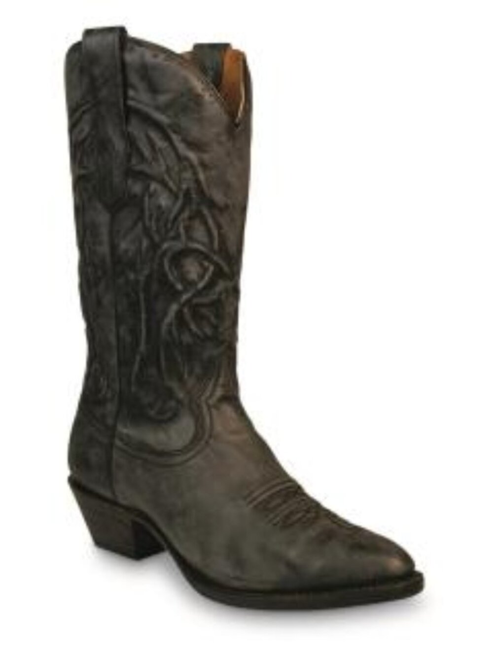 Men's Corral Genuine Tooled Leather Boots A3300 Size 8 Black Brown Distressed